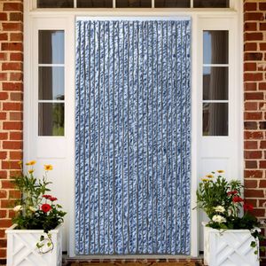 VidaXL Vliegengordijn 100x220 cm chenille blauw, wit en zilver