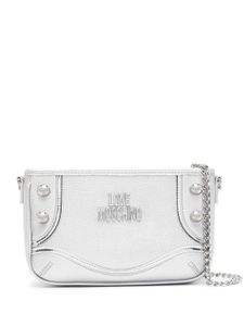 Love Moschino sac porté épaule métallisé à logo - Argent