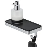 Planchet zeepdispenser Geesa Frame | 200 ml | Met handdoekhaak | Zwart-Chroom
