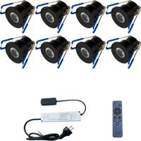 LED Veranda Inbouwspots Set - Velvalux - 8 Stuks - Dimbaar - IP65 - Mat Zwart