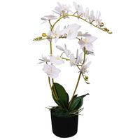 vidaXL Kunstplant orchidee met pot 65 cm wit - thumbnail