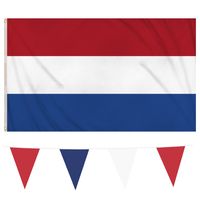 Nederlandse vlaggen set vlag 90 x 150 cm/vlaggenlijnen 10 meter