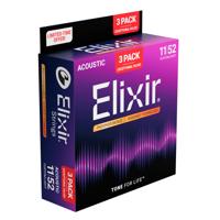 Elixir 16568 (3 sets 16027) Nanoweb Phosphor Bronze Akoestische Gitaarsnaren (11-52) 3-Pack