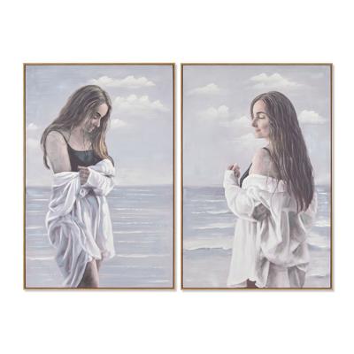 Schilderij Home ESPRIT Vrouw Mediterrane 80 x 3,5 x 120 cm (2 Stuks)