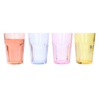 Waterglazen/drinkglazen Coloris - 12x - transparant kleurenmix - 360 ml