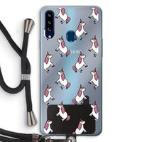 Eenhoorns overal: Samsung Galaxy A20s Transparant Hoesje met koord