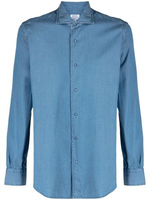 Mazzarelli chemise en coton à boutonnière - Bleu