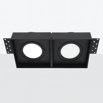 Bella Ondiepe LED inbouw 40mm trimless spot kantelbaar 5Watt vierkant dubbel ZWART IP65 dimbaar - interne driver