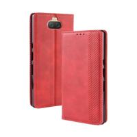 Magnetische Buckle retro textuur horizontale Flip lederen case voor Sony Xperia 10 plus met houder & kaartsleuven & portemonnee (rood)
