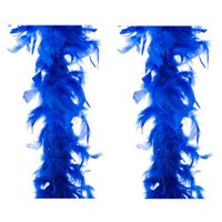 2x stuks carnaval verkleed veren Boa kleur blauw 2 meter - thumbnail