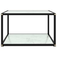 The Living Store Salontafel - Uniek - 2-Laags Tafeltje - 60x60x35 cm - Wit - Gehard Glas en Gepoedercoat Staal -