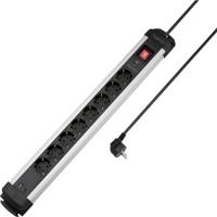Sygonix SY-6807134 Overspanningsveilige stekkerdoos 8-voudig Zwart, Zilver Randaarde stekker 1 stuk(s)