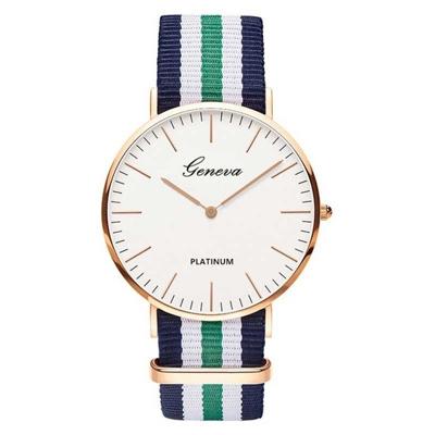 2 PC'S eenvoudige ultradunne grote Dial twee-pins kleur bijpassende nylon canvas riem quartz horloge (zwart)
