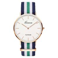 2 PC'S eenvoudige ultradunne grote Dial twee-pins kleur bijpassende nylon canvas riem quartz horloge (zwart)