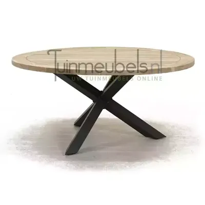 Tuintafel Louvre Teak 160cm Rond Alu Onderstel