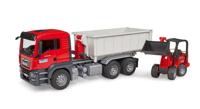 bruder MAN TGS met rolcontainer en Schäffer compacte lader 03767 modelvoertuig - thumbnail