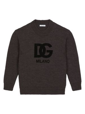 Dolce & Gabbana Kids pull en maille intarsia - Gris