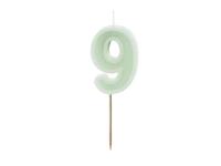 Verjaardagskaars Cijfer 9 Lichtgroen (6cm) Verjaardagskaars Cijfer 9 Lichtgroen (6cm)