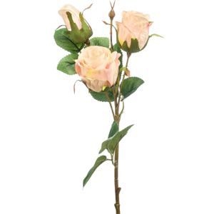 Kunstbloem Roos tak - 44 cm - licht roze - Kunst zijdebloemen
