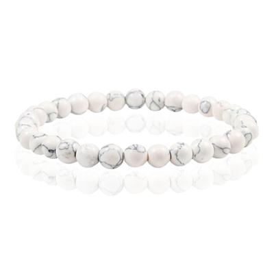 6mm Memphis Natuursteen Armband - White Howlite