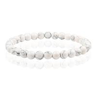 6mm Memphis Natuursteen Armband - White Howlite