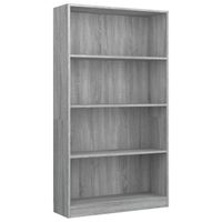 The Living Store Boekenkast - Grijs sonoma eiken - 80 x 24 x 142 cm - Met 4-laags ontwerp