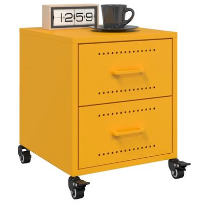 Nachtkastjes 2 st 36x39x43,5 cm staal mosterdgeel