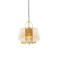 QAZQA Art deco hanglamp goud met amber glas 30 cm - Kevin