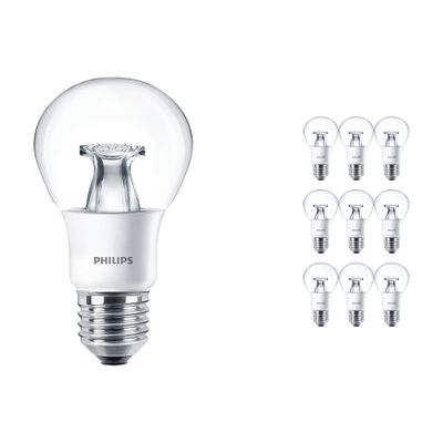Voordeelpak 10x Philips LEDbulb E27 A60 6W 827 Helder (MASTER) | DimTone Dimbaar - Vervanger voor 40W