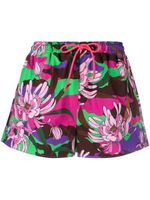 Moncler short fleuri à lien de resserrage - Rose