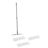 Vloermopset met telescoopsteel - en 4x microvezelmop / vlakmop - 45 x 15 cm