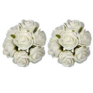 Decoratie roosjes foam - 2x - bosje van 7 st - wit - Dia 6 cm - hobby/DIY bloemetjes