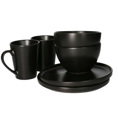 Ontbijt Servies set - 6-delig - zwart - keramiek - tafelservies - 2 personen