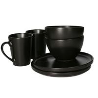 Ontbijt Servies set - 6-delig - zwart - keramiek - tafelservies - 2 personen