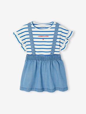 T-shirt + rok met bretels babyset double stone