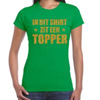 Cadeau T-shirt dames - In dit shirt zit een Topper - groen - glitter goud - bedankt