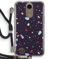 Dark Rounded Terrazzo: LG K10 (2017) Transparant Hoesje met koord