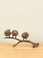 3 mussen op tak, brons - thumbnail