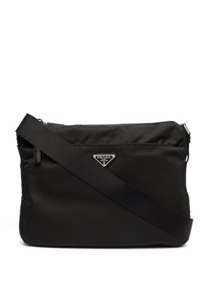 Prada sac porté épaule à plaque logo - Noir