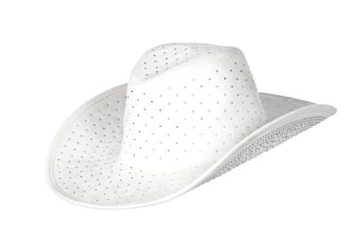 Cowboyhoed wit met strass steentjes