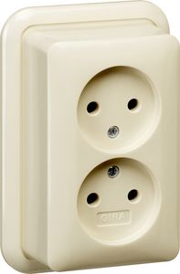 Gira wandcontactdoos 2-voudig zonder randaarde opbouw creme
