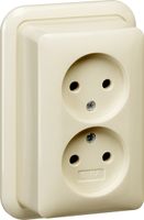 Gira wandcontactdoos 2-voudig zonder randaarde opbouw creme