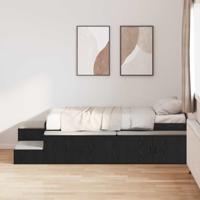 Opbergbedframe Zwart eiken 234 x 118 x 53.5 cm Bewerkt hout