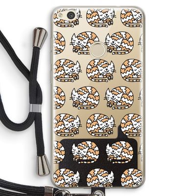 Slapende poes: Huawei Ascend P8 Lite (2017) Transparant Hoesje met koord