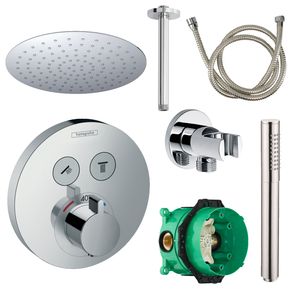 Hansgrohe Select Inbouw Regendoucheset Plafonduitloop met Handdouche en Ronde Plaat Chroom