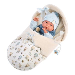 Babypop Nico met beige slaapzak - 40 cm