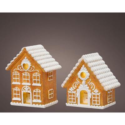 Decoris Beeld huis peperkoek met led 8,3cm