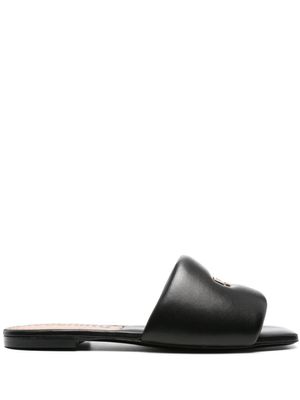 Moschino sandales en cuir à plaque logo - Noir