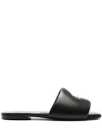 Moschino logo-plaque leather slides - Noir - thumbnail