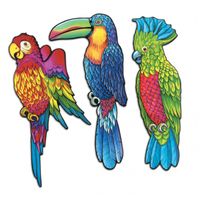 Wanddecoratie tropische vogels 3 stuks 43 cm - thumbnail